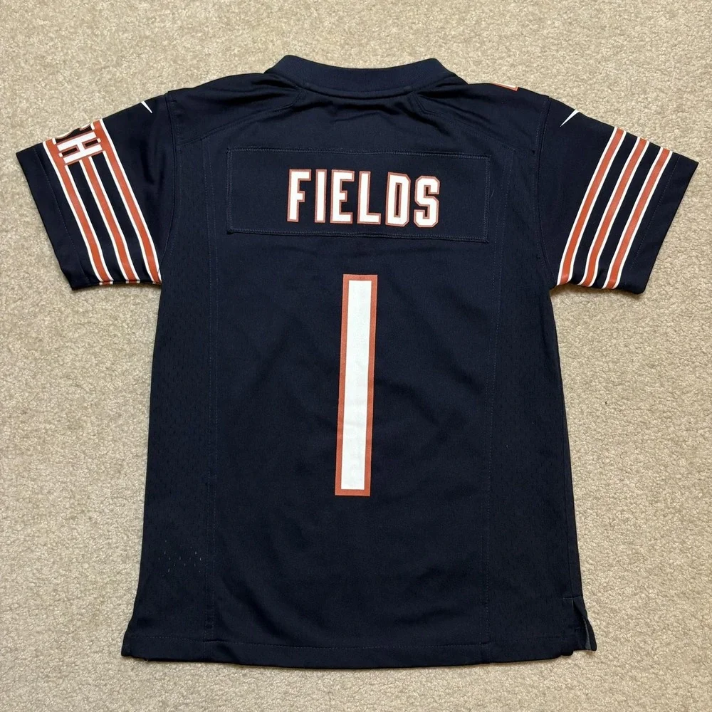 Nike Chicago Bears Justin Fields Jersey Boys Small 8 Blue NFL Football On Field